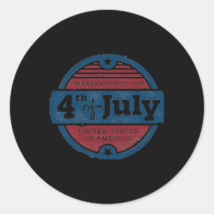 Pegatina Redonda 4 De Julio Día De La Independencia Estados Unidos