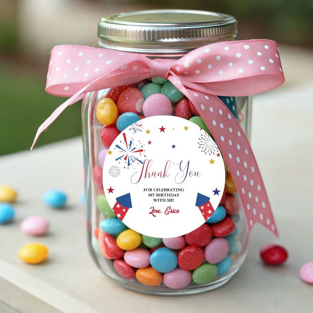 Pegatina Redonda 4 de julio Día de la Independencia Gracias (Subido por el creador)