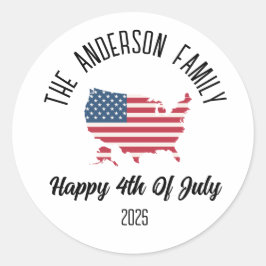 Pegatina Redonda 4 de julio Día de la Independencia Nombre personal