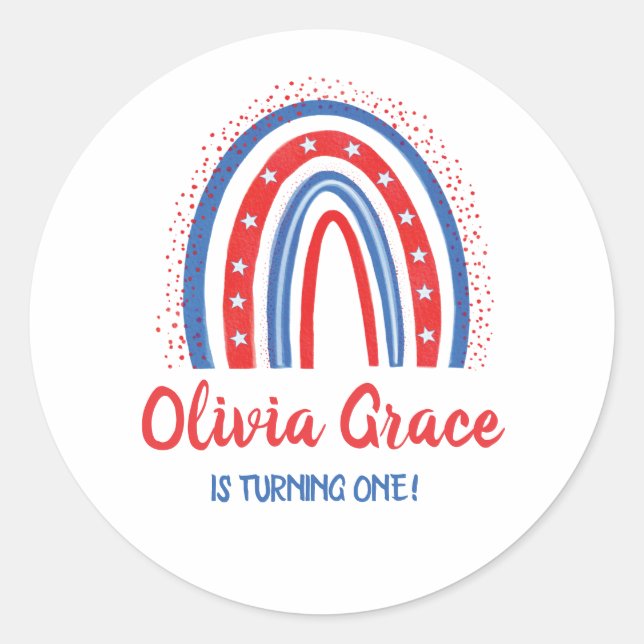 Pegatina Redonda 4 de julio Día del Arcoiris (Anverso)