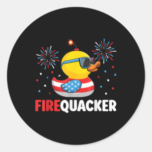 Pegatina Redonda 4 De Julio El Pato Firequacker Patriótico Cuarto D