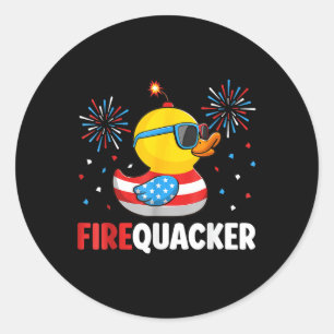 Pegatina Redonda 4 De Julio El Pato Firequacker Patriótico Cuarto D