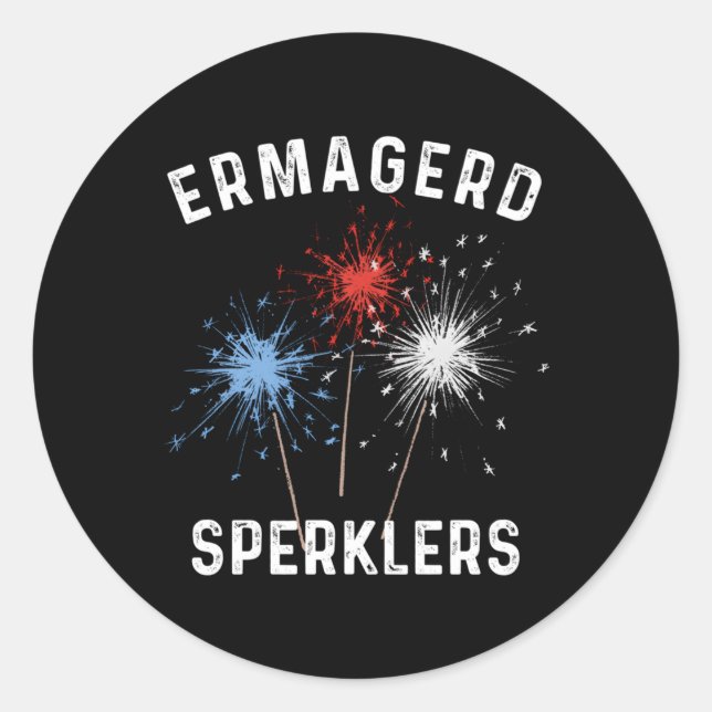 Pegatina Redonda 4 De Julio Ermahgerd Sparklers Ermagerd Sperkl (Anverso)