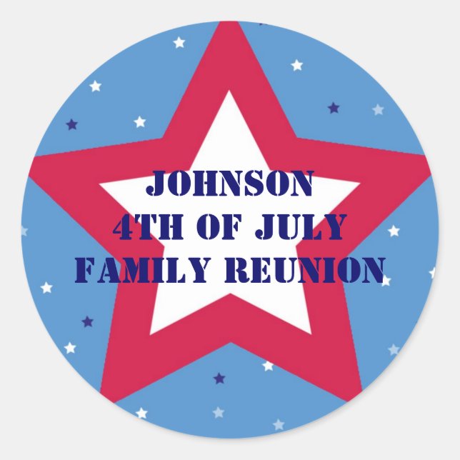 Pegatina Redonda 4 de julio estriba de estrellas norteamericanas az (Anverso)
