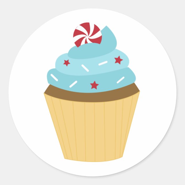 Pegatina Redonda 4 de julio Fiesta Cupcake (Anverso)