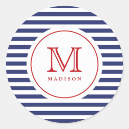 Pegatina Redonda 4 De Julio Fiesta De Bandas De La Marina Monograma