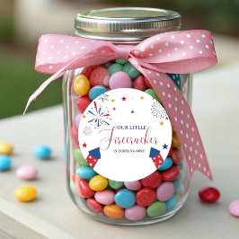 Pegatina Redonda 4 de julio fiesta de cumpleaños de la independenci