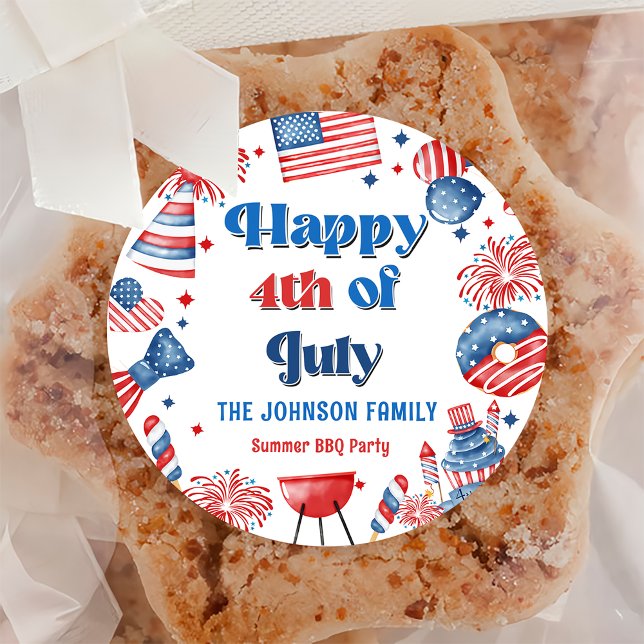 Pegatina Redonda 4 de julio Fuegos artificiales Estados Unidos Band (Subido por el creador)