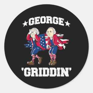 Pegatina Redonda 4 De Julio George Washington Griddy George Griddi
