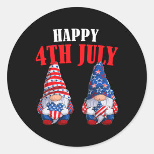 Pegatina Redonda 4 De Julio Gnomes El Día De La Independencia De Es