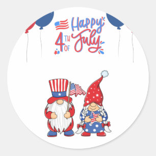 Pegatina Redonda 4 de julio gnomes T-Shirt