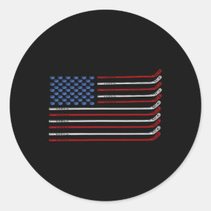 Pegatina Redonda 4 De Julio Hockey Hockey Hockey Hockey Bandera Est