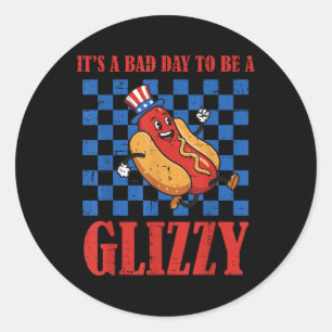 Pegatina Redonda 4 De Julio Hotdog Bad Day To Be Glizzy Funny Men