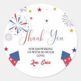 Pegatina Redonda 4 de julio Independencia Baby Shower Gracias