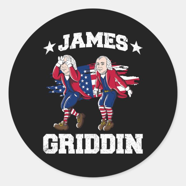 Pegatina Redonda 4 De Julio James Madison Griddy James Griddin 1 (Anverso)