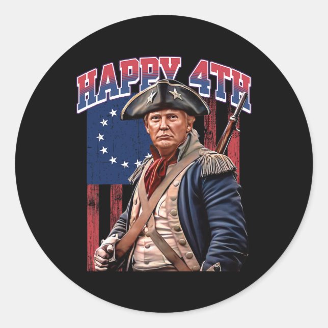 Pegatina Redonda 4 De Julio Joe Biden Dios Salve A La Reina Con (Anverso)