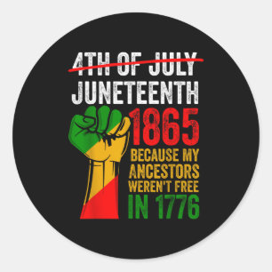 Pegatina Redonda 4 de julio juneteenth 1865 para hombres mujeres -