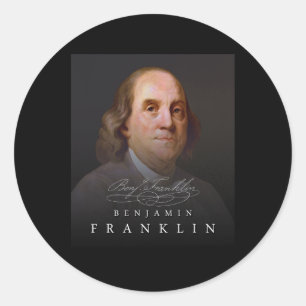 Pegatina Redonda 4 de julio Padre Fundador Ben Benjamin Franklin Te