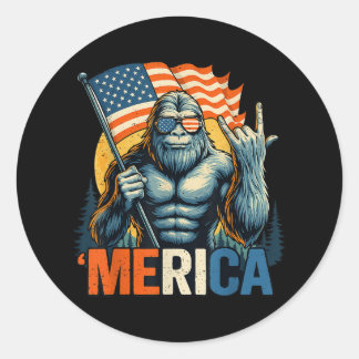 Pegatina Redonda 4 De Julio Patr De Bandera Estadounidense De Gran 