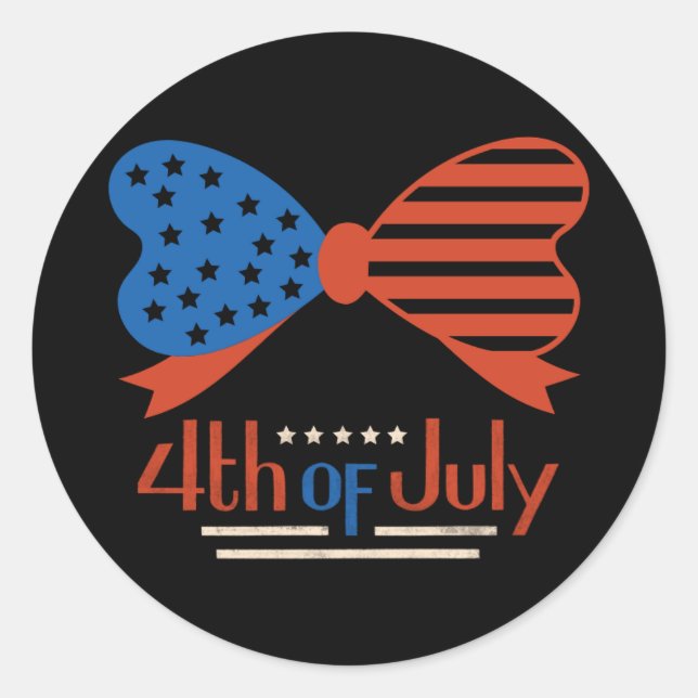 Pegatina Redonda "4 de julio" Patriotic Bow Design Personalizado (Anverso)