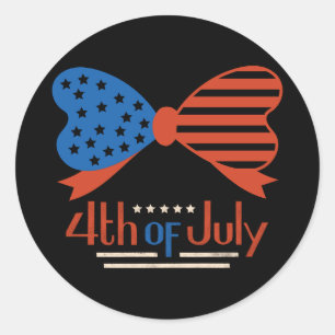 Pegatina Redonda "4 de julio" Patriotic Bow Design Personalizado