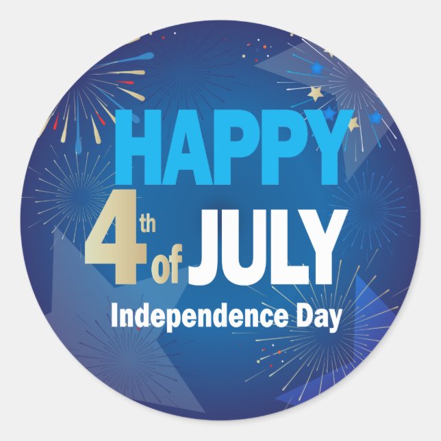 Pegatina Redonda 4 de julio Patriótico de la Bandera de los Estados (Anverso)