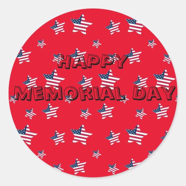 Pegatina Redonda 4 de julio patriótico Estados Unidos estrella fies (Anverso)