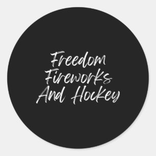 Pegatina Redonda 4 De Julio Patriótico Freedom Fireworks Hockey Fai