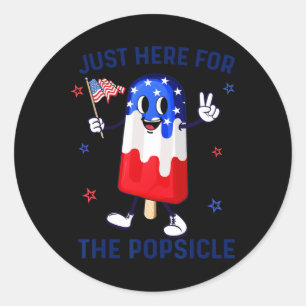 Pegatina Redonda 4 De Julio Popsicle Bandera Estadounidense Patriót