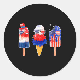 Pegatina Redonda 4 De Julio Popsicle Bandera Norteamericana Azul Bl