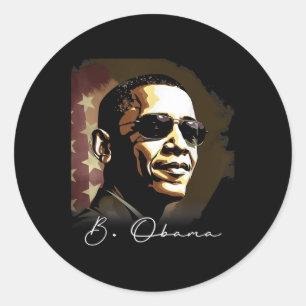 Pegatina Redonda 4 De Julio Retrato Del Presidente Barack Obama