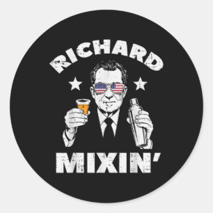 Pegatina Redonda 4 De Julio Richard Mixin Nixon Presidente Patriot