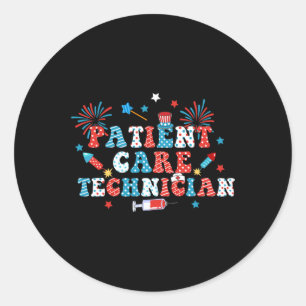 Pegatina Redonda 4 De Julio, Usa Fireworks Patient Care Technician