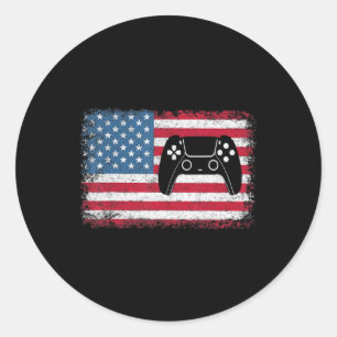 Pegatina Redonda 4 De Julio Videojuego Niños Hombres EEUU