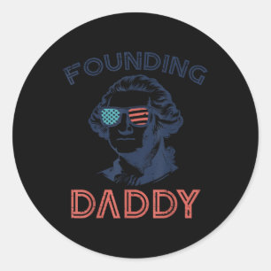 Pegatina Redonda 4 de julio Washington Padre Fundador Patriota Homb