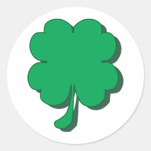 Pegatina Redonda 4-Leaf-Clover