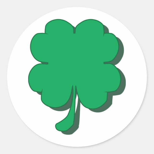 Pegatina Redonda 4-Leaf-Clover (Anverso)