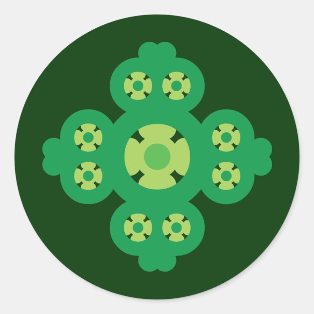 Pegatina Redonda 4 Leaf Clover (Anverso)