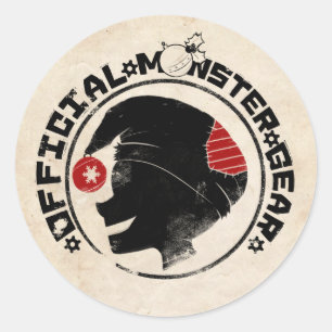 Pegatina Redonda 4 pequeños monstruos - logotipo del día de fiest