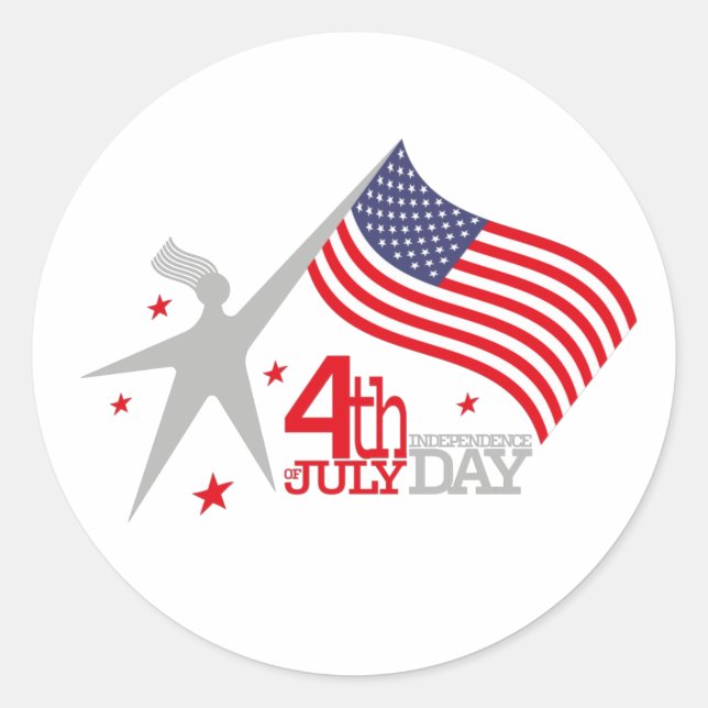 Pegatina Redonda 4 th of JULY INDEPENDENCE Day (Anverso)
