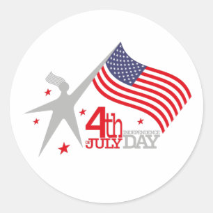 Pegatina Redonda 4 th of JULY INDEPENDENCE Day
