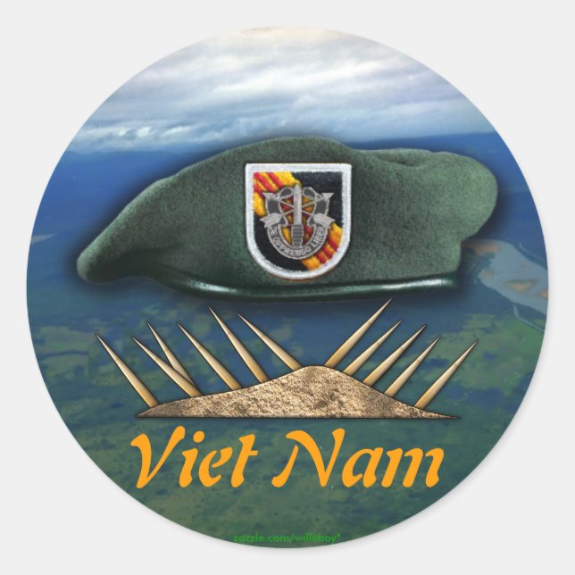 Pegatina Redonda 5ª Fuerzas especiales Grupo Green Berets nombre Pe (Anverso)