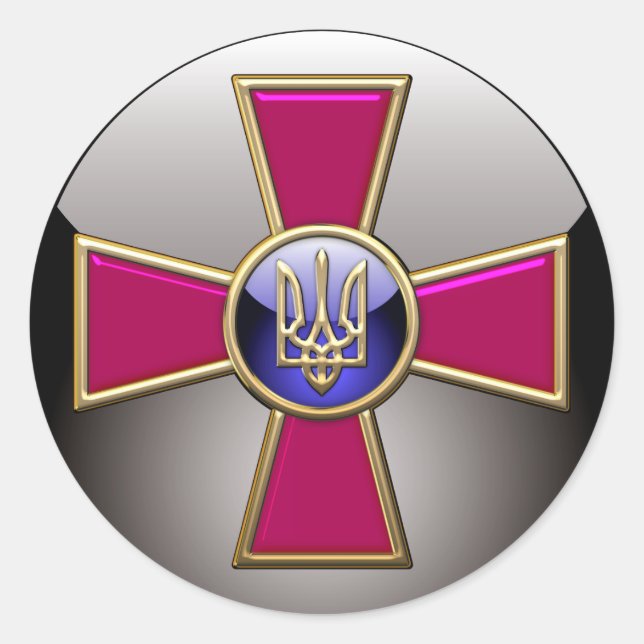 Pegatina Redonda [500] Emblema de las Fuerzas Armadas Ucranianas (Anverso)