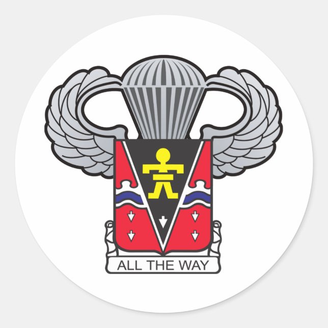 Pegatina Redonda 509º Escudo aerotransportado con alas aerotranspor (Anverso)