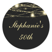 50.ª Fiesta de Cumpleaños Luces Jars Black Gold
