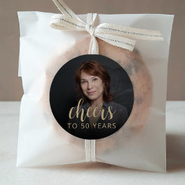 Pegatina Redonda 50.ª Fotomontaje De Fiesta De Cumpleaños