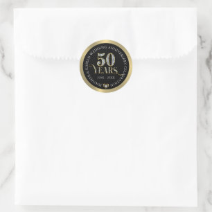 Pegatina Redonda 50.º aniversario boda oro y diamantes blancos D