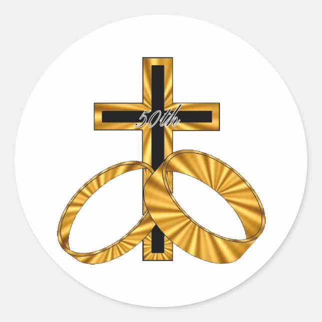 Pegatina Redonda 50.º aniversario boda w (Anverso)