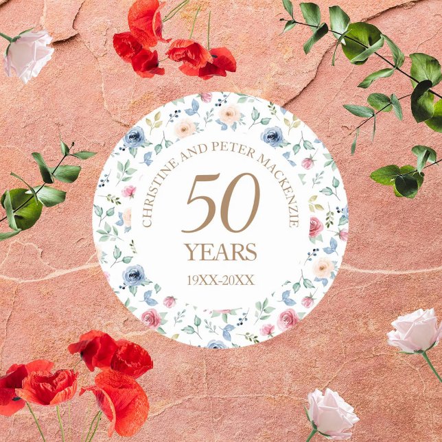Pegatina Redonda 50.º aniversario de los Rosas Bodas de Rubor (Subido por el creador)