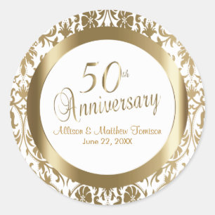 Pegatina Redonda 50.º Aniversario del Boda de Oro